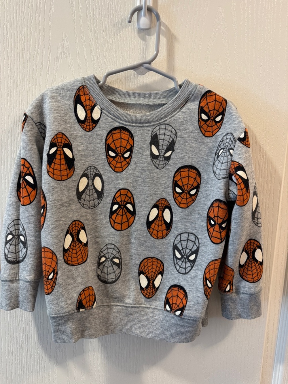 Marvel Grey Sweatshirt with Orange and Black Spider-Man Faces